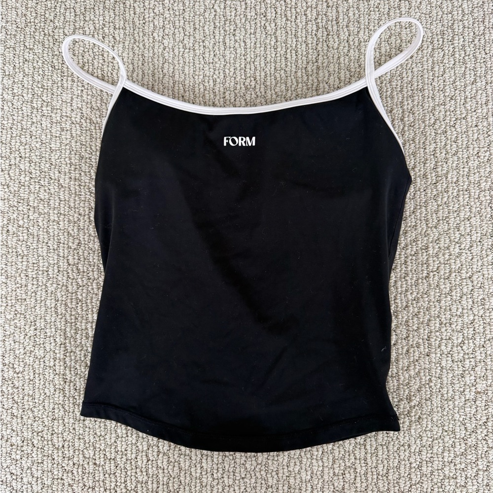 Black Spaghetti Strap Tank Top with White Trim